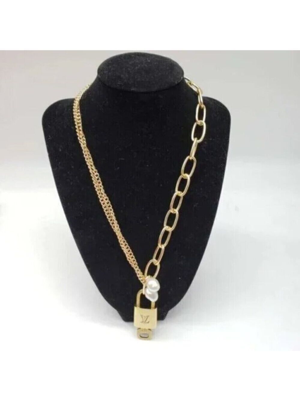 Authentic Louis Vuitton Lock & Key with Unbranded Gold Plated Chain Necklace